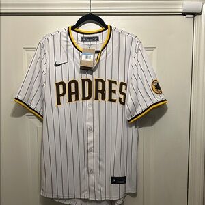 Nike Padres White Jersey with Black Stripes